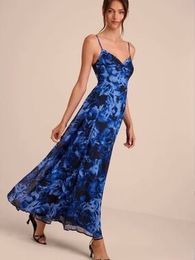 garden of passion blue floral print organza maxi dress Lulus | Dresses | Lulus Nwt Size M 100% Polyester Size_US 4 What to Wear to Primary colour:Green